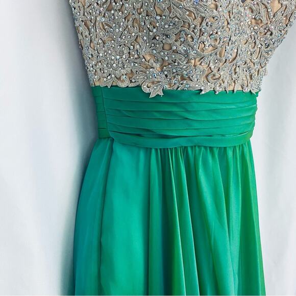 La Femme Green Iridescent Gown Size 0 - Picture 8 of 16